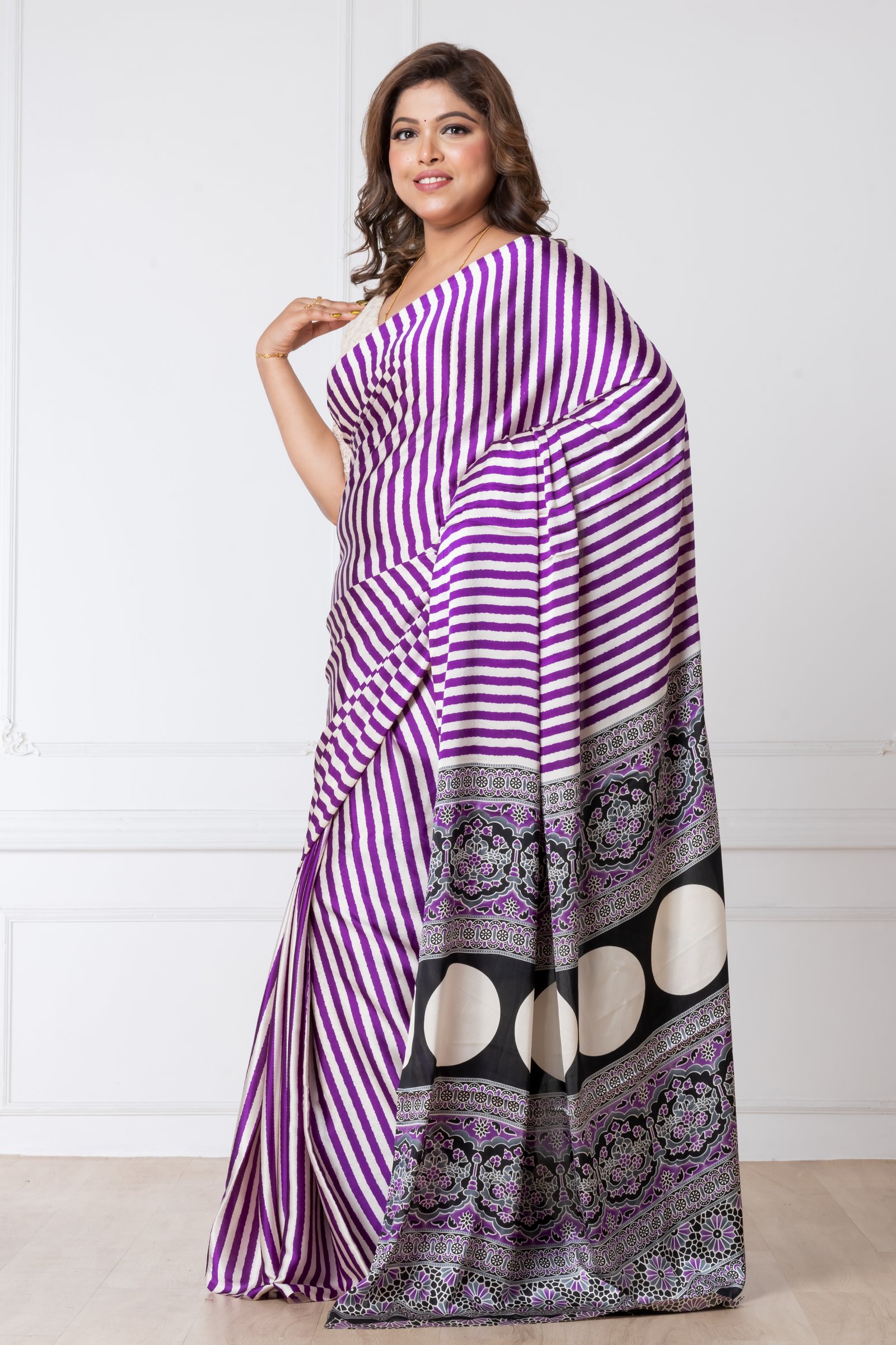 CRAPE MODAL SILK PURPLE BLACK